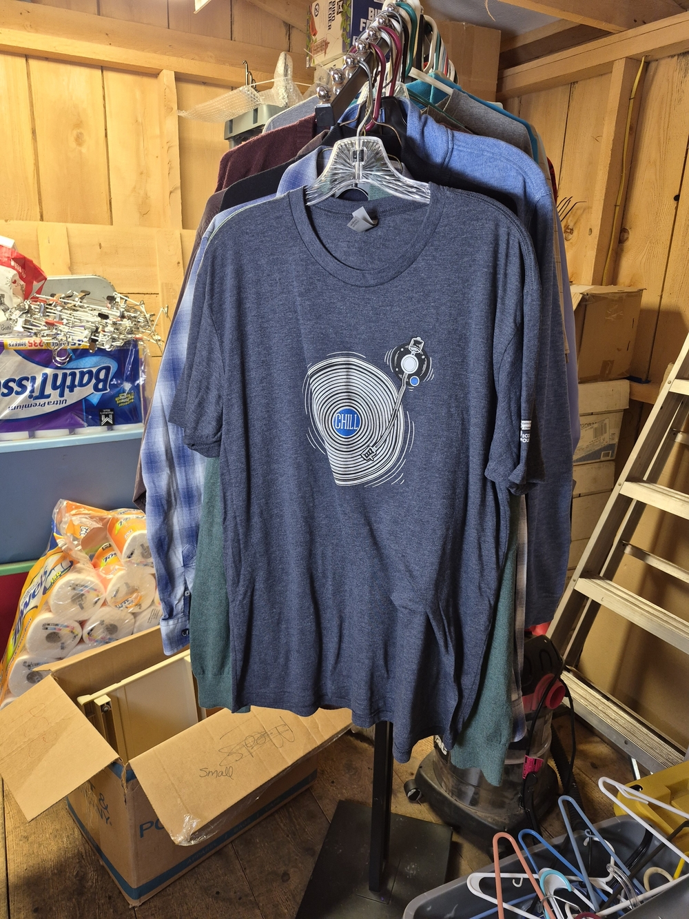Next Level Apparel Navy Blue 'CHILL' Record Graphic Tee